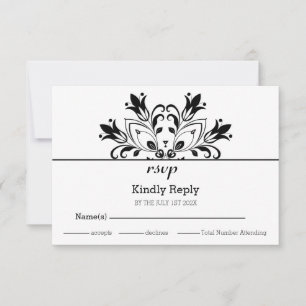 Black Floral Mandala RSVP Karte