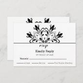 Black Floral Mandala RSVP Karte (Vorne/Hinten)