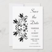 Black Floral Mandala Save The Date (Vorderseite)
