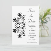 Black Floral Mandala Save The Date (Stehend Vorderseite)