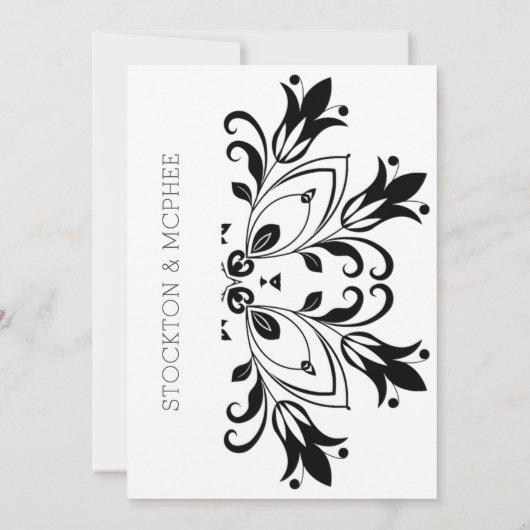 Black Floral Mandala Save The Date (Rückseite)