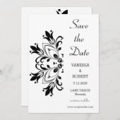Black Floral Mandala Save The Date (Vorne/Hinten)