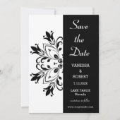 Black Floral Mandala Save The Date (Vorderseite)