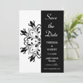 Black Floral Mandala Save The Date (Stehend Vorderseite)