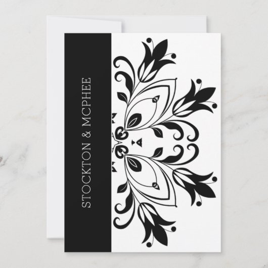 Black Floral Mandala Save The Date (Rückseite)