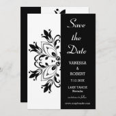 Black Floral Mandala Save The Date (Vorne/Hinten)