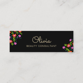 Black Floral Mini Signature Script Business Card Mini Visitenkarte