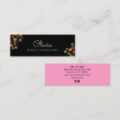 Black Floral Mini Signature Script Business Card Mini Visitenkarte (Vorne/Hinten)