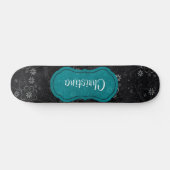 Black Floral Mini Skateboard (Horizontal)