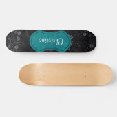 Black Floral Mini Skateboard (Horizontal)