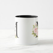 Black Floral Monogram M Mug Tasse (Zentrum)