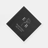 Black Floral Monogram Serviette (Ecke)