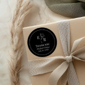 Black Floral Monogram Wedding Danke Runder Aufkleber