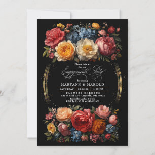 Black Floral Moody Botanische Chic Engagement Part Einladung