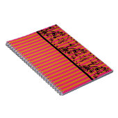 Black Floral On Pink - Notebook Notizblock (Rechte Seite)