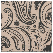 Black Floral Paisley - Custom Tan Hintergrund Stoff (Nahaufnahme)