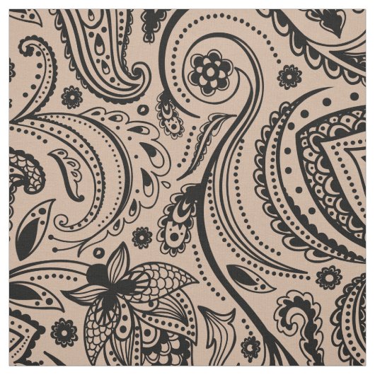 Black Floral Paisley - Custom Tan Hintergrund Stoff (Muster)