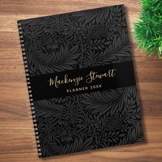 Black Floral Pattern 2026 Planer