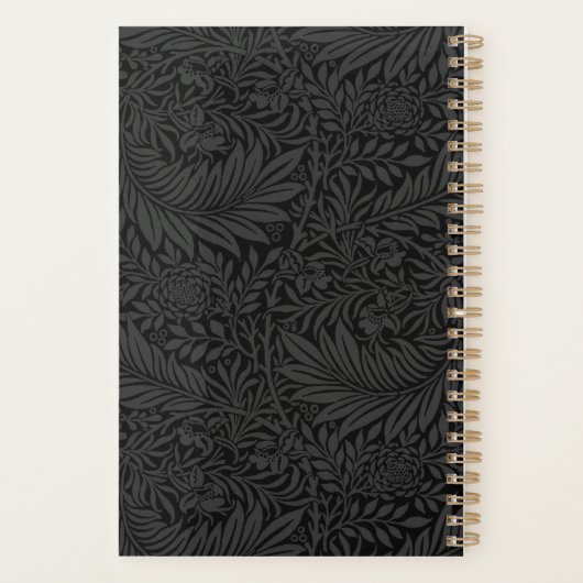 Black Floral Pattern 2026 Planer (Rückseite)