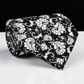 Black Floral Pattern Custom Necktie Krawatte