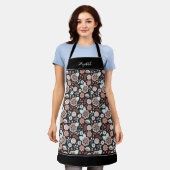 Black Floral Pattern Küche Schürze (Getragen)