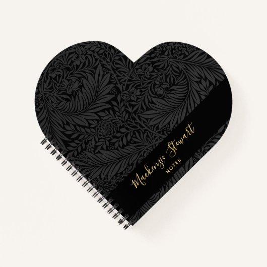 Black Floral Pattern Sketchbook Notizblock (Vorderseite)