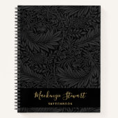 Black Floral Pattern Sketchbook Notizblock (Vorderseite)