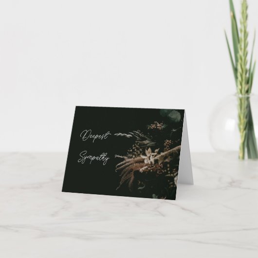 Black Floral Personalized Sympathy Card Karte (Vorderseite)
