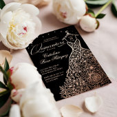 Black Floral Quinceañera Gown Celestial Moon Stars Folieneinladung