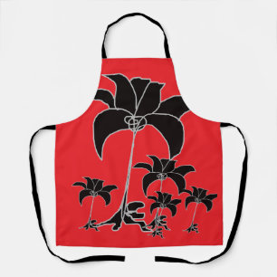 Black Floral Red Schürze