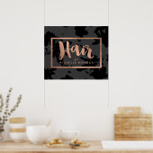 Black Floral Rose Gold Text Hair Stylist Poster (Küche)