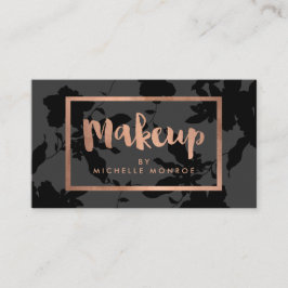 Black Floral Rose Gold Text Makeup Artist Visitenkarte