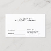 Black Floral Rose Gold Text Salon Empfehlungskarte (Rückseite)