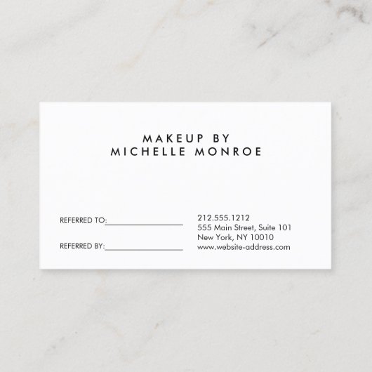 Black Floral Rose Gold Text Salon Empfehlungskarte (Rückseite)