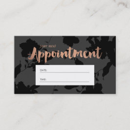 Black Floral Rose Gold Text Salon Ernennung Terminkarte