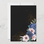 Black Floral rustic Gold Moderne Hochzeit Einladung (Rückseite)