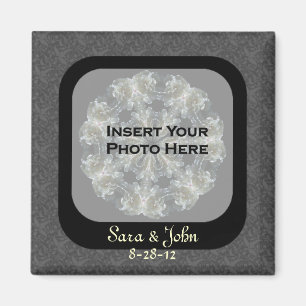 Black Floral Save the Date Wedding Magnet
