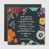 Black Floral Serenity Prayer Magnet (Vorne/Hinten)