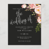 Black Floral Simple Wedding Budget Flyer (Vorne)
