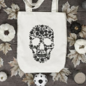 Black Floral Skull Toag Tragetasche