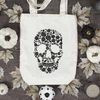 Black Floral Skull Toag