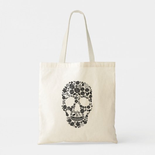 Black Floral Skull Toag Tragetasche (Rückseite)