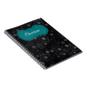 Black Floral Spiral Notebook Notizblock (Rechte Seite)