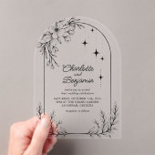 Black Floral Star Modern Arch Wedding Acryleinladungen (Insitu (Handheld))