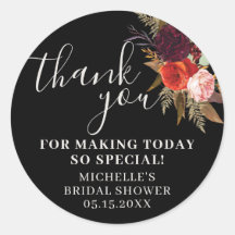 Black Floral Thank You Bridal Shower 