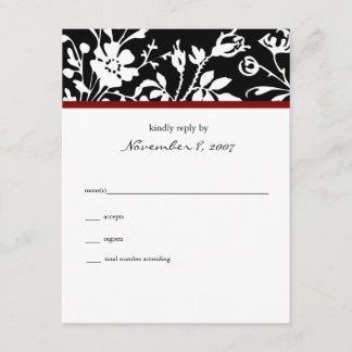 Black Floral Top Response Card RSVP Karte