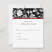 Black Floral Top Response Card RSVP Karte (Vorderseite)
