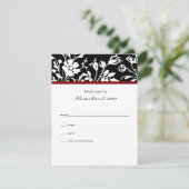 Black Floral Top Response Card RSVP Karte (Stehend Vorderseite)