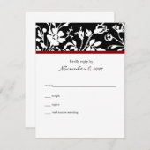 Black Floral Top Response Card RSVP Karte (Vorne/Hinten)