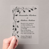 Black Floral Vine Wedding Elegant Botanical Acryleinladungen (Insitu (Handheld))